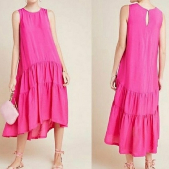 Maeve Dresses & Skirts - Maeve Pink Gorgeous High Low Cotton Viscose Dress!!!
